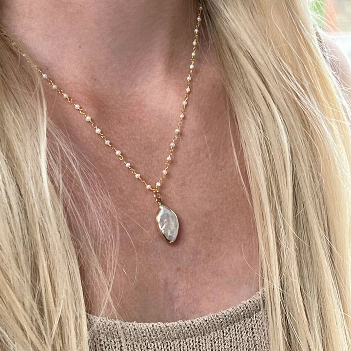 Baroque Freshwater Pearl Pendant Rosary Necklace