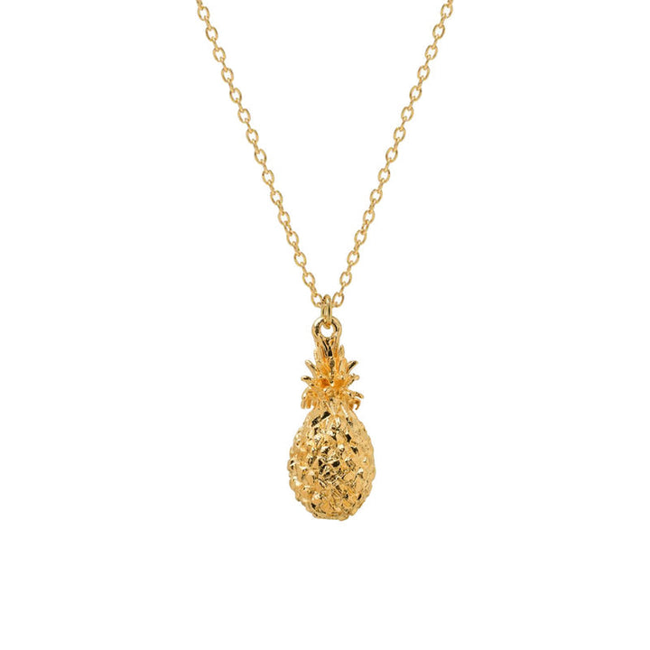 Pineapple Charm On Long Simple Chain Necklace