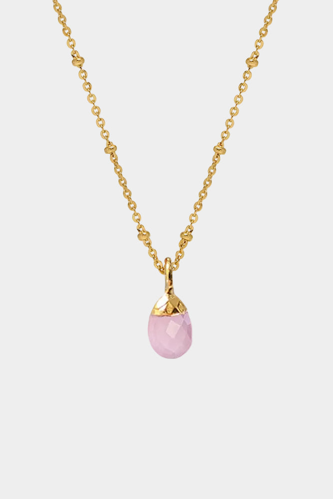 Pink Chalcedony Briolette Pendant Necklace