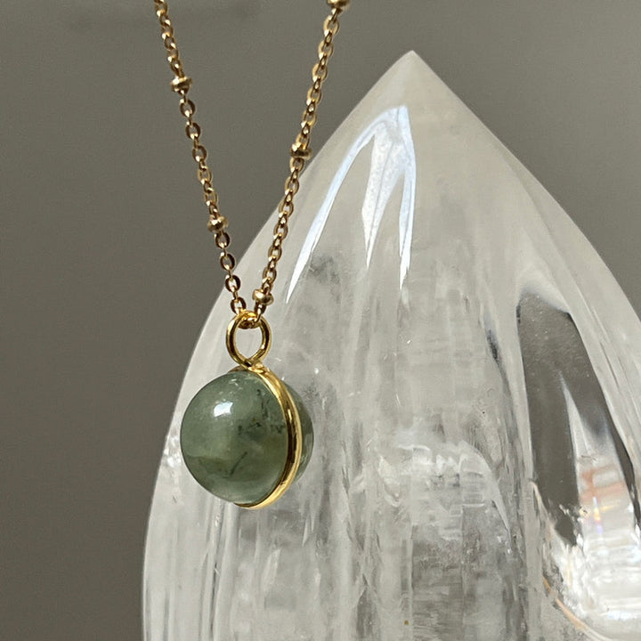 Magic Prehnite Ball Pendant Necklace