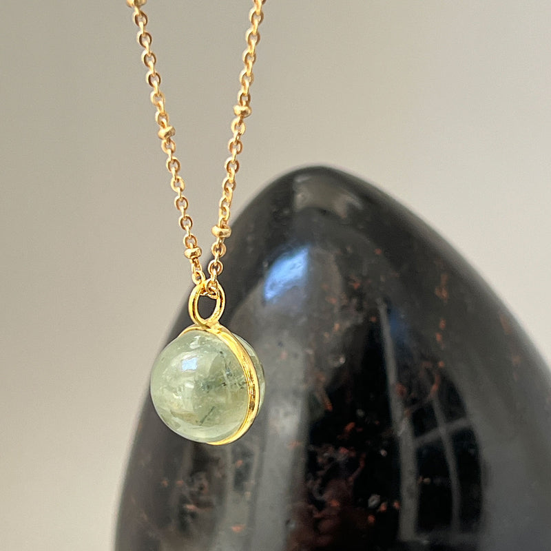 Magic Prehnite Ball Pendant Necklace