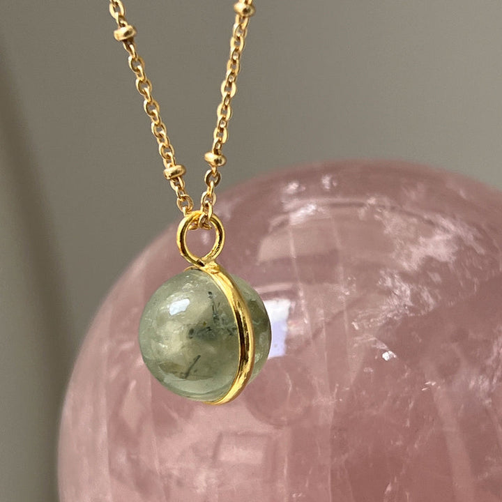 Magic Prehnite Ball Pendant Necklace