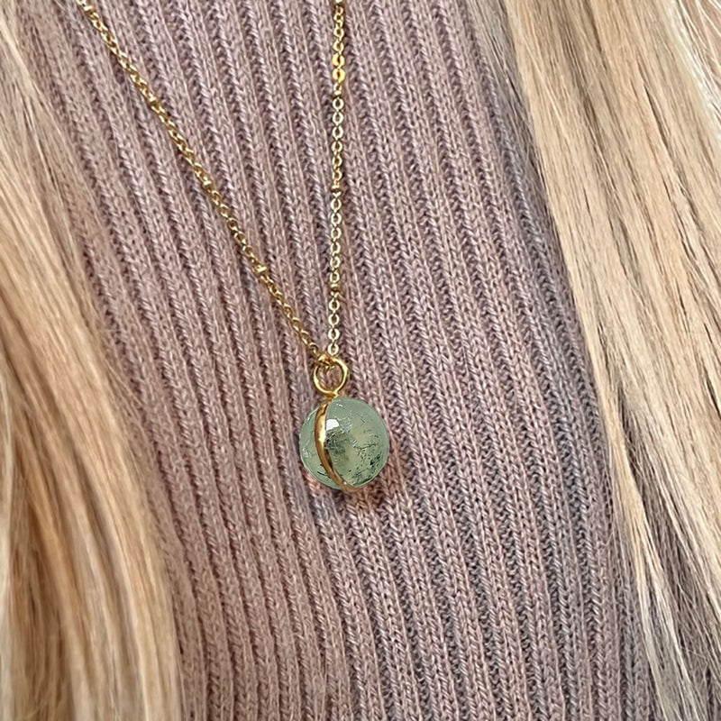 Magic Prehnite Ball Pendant Necklace