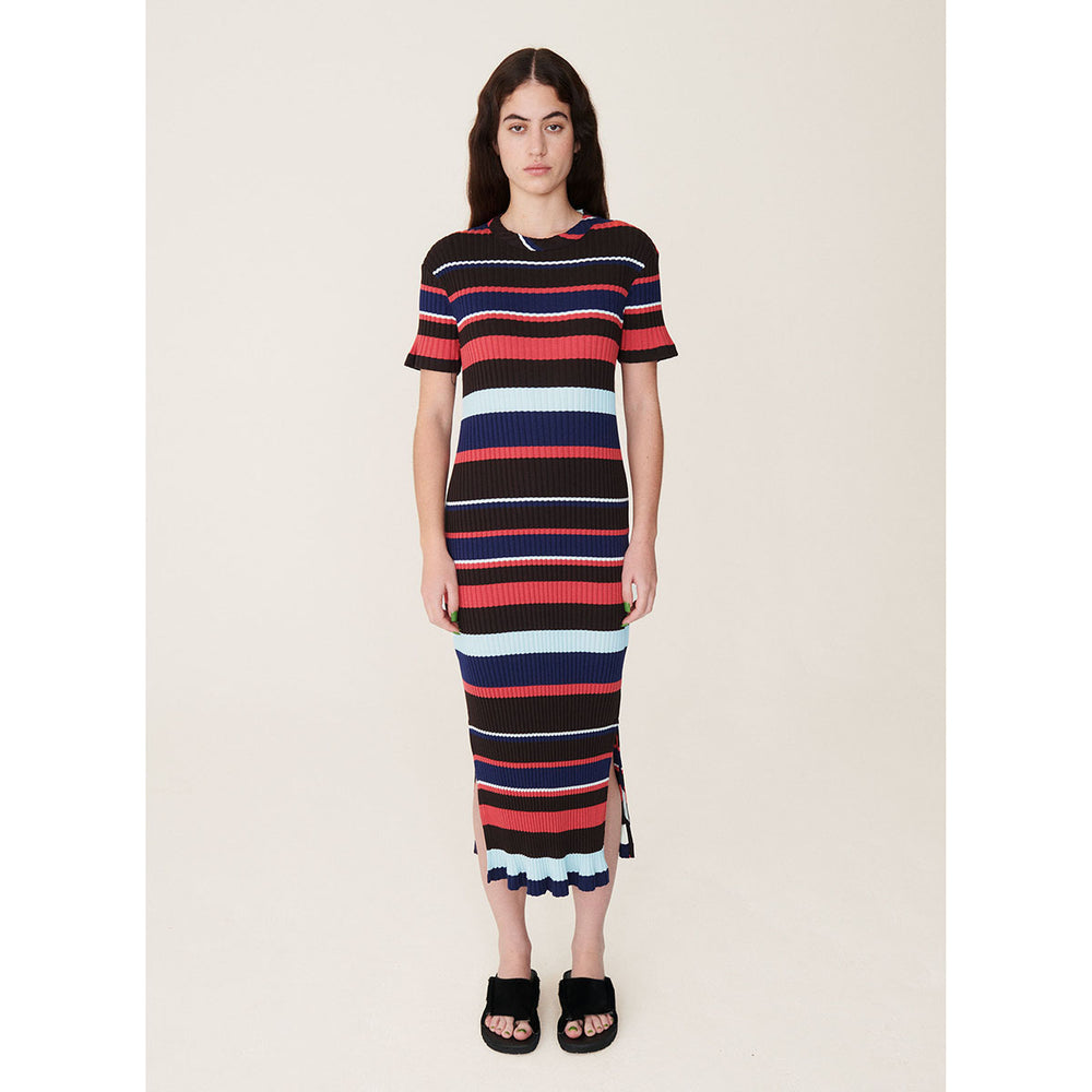 Bluebird Rib Cotton Stripe Dress - Multi - Frontiers Woman