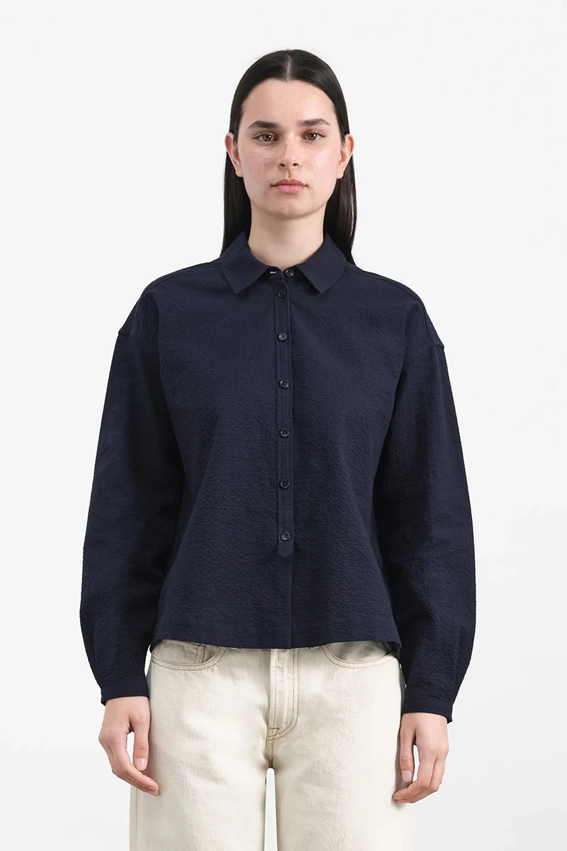 Marianne Shirt - Navy Seersucker