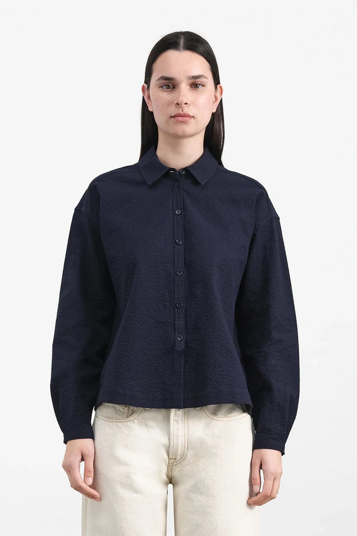 Marianne Shirt - Navy Seersucker