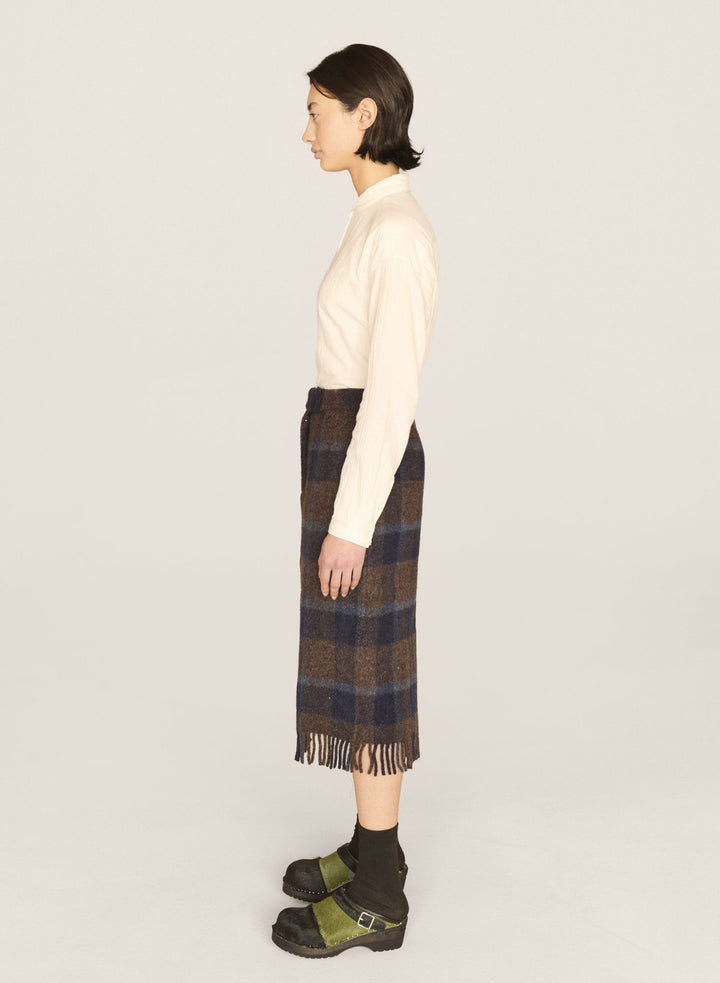 Alina Blanket Wool Skirt - Brown Multi - Frontiers Woman