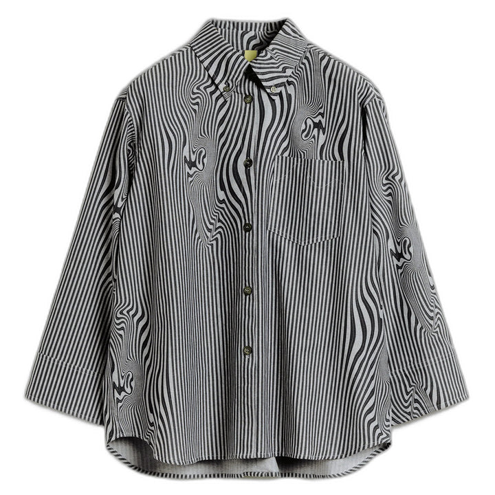 Rhona Shirt - Black Glitch Stripe