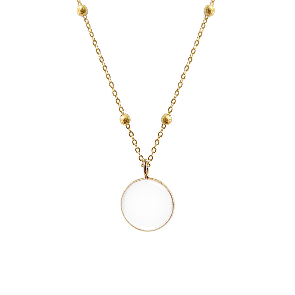 Rock Crystal Coin Pendant Necklace