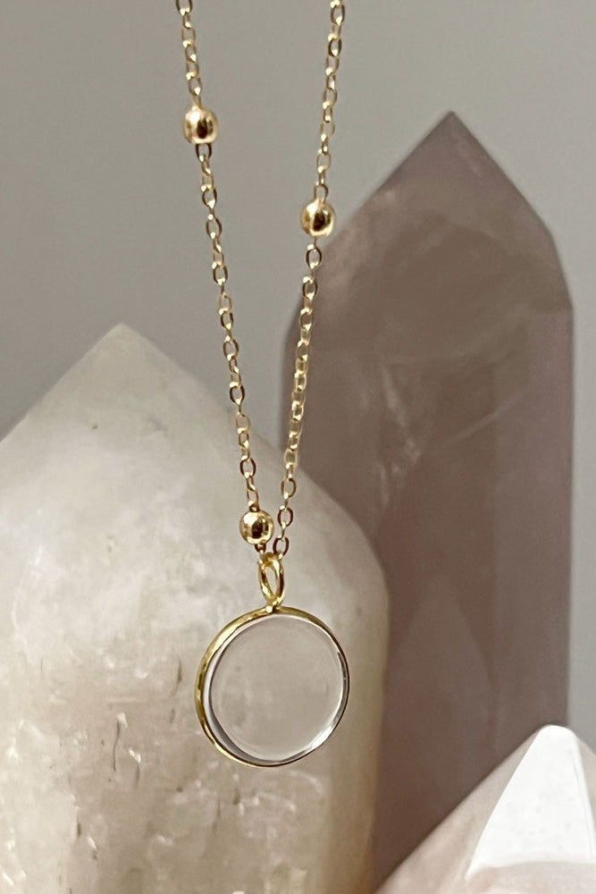 Rock Crystal Coin Pendant Necklace