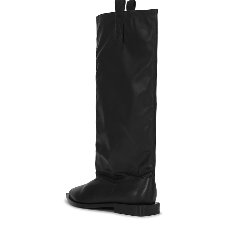 Western Loose Flat Tubular Boots - Black