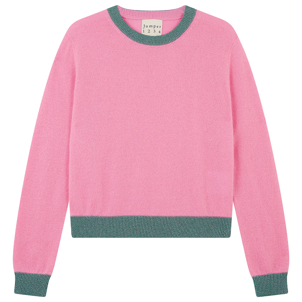 Lurex Trim Crew Cashmere - Candy/Blue Multi