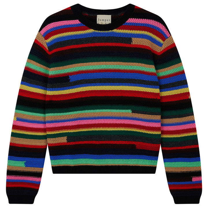 Rainbow Textured Crew Cashmere - Multi