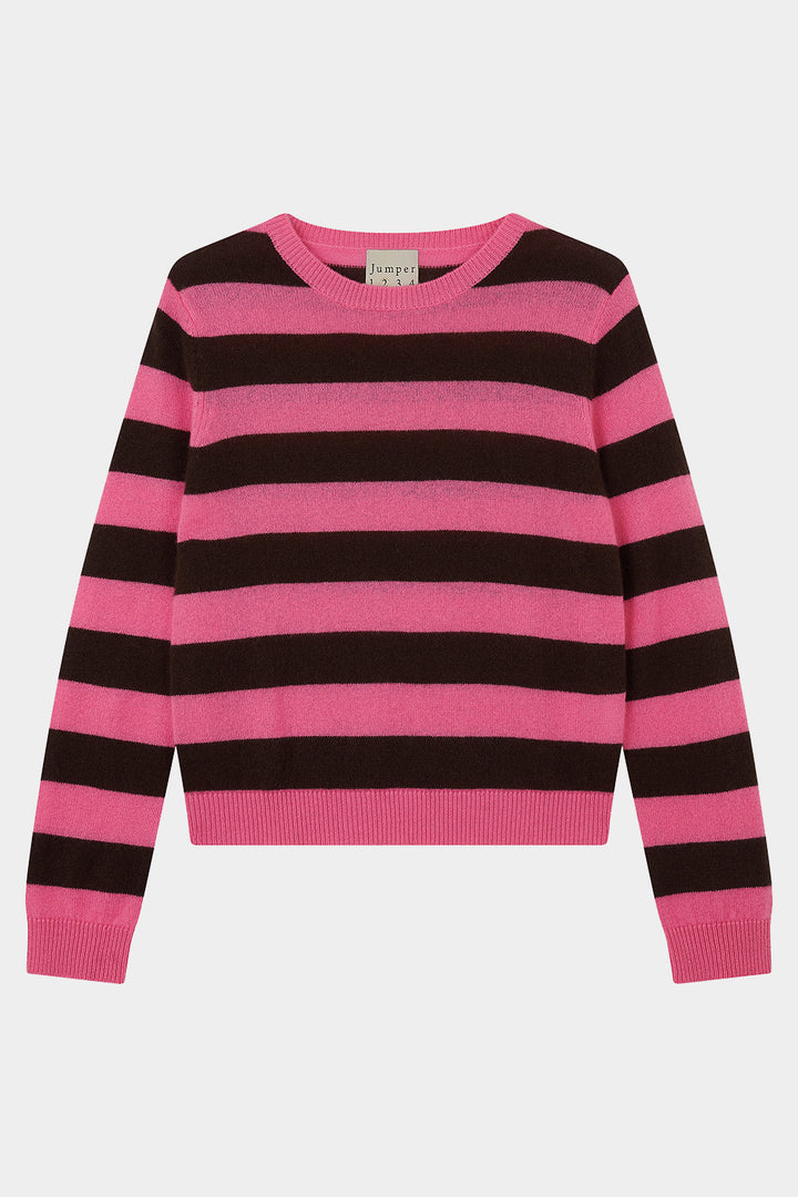 Stripe Crew Cashmere - Azalea/Pluto