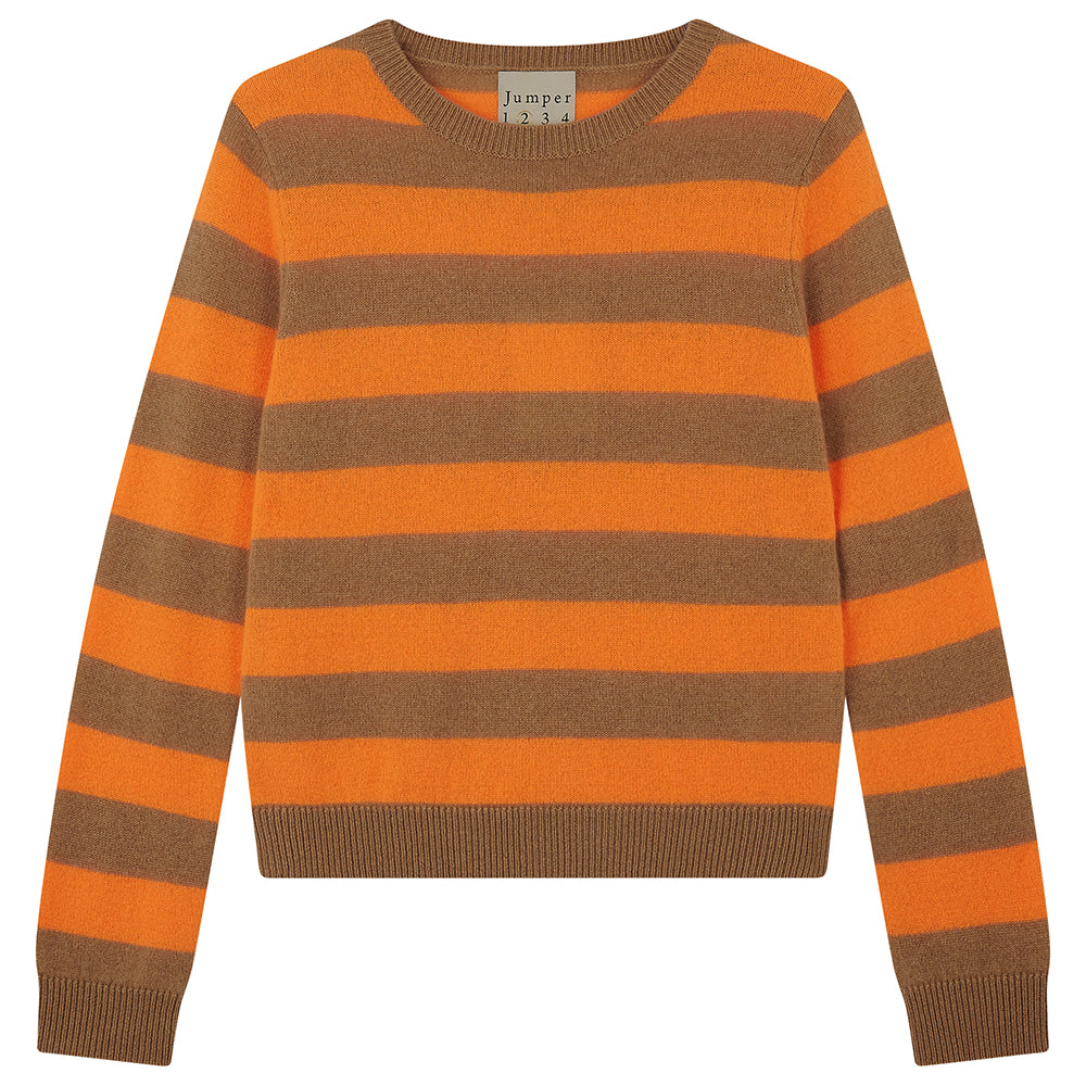 Stripe Crew Cashmere - Sandstone/Sunshine Orange