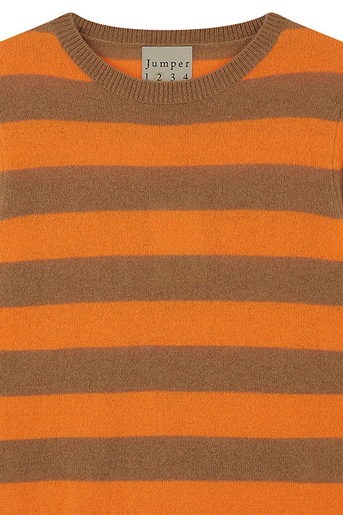 Stripe Crew Cashmere - Sandstone/Sunshine Orange