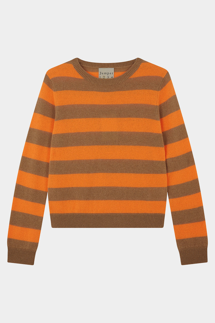 Stripe Crew Cashmere - Sandstone/Sunshine Orange