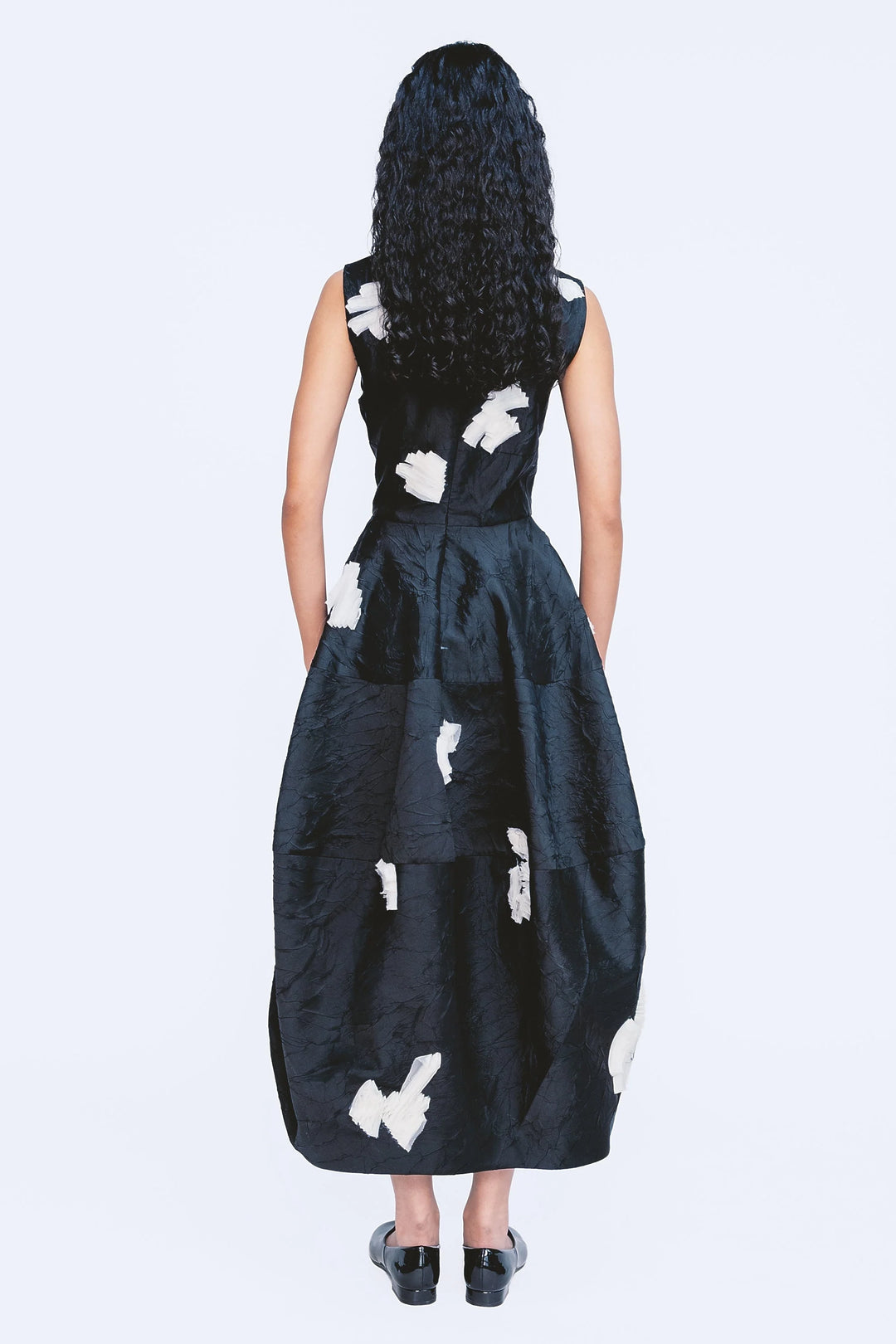 Barrel Dress - Black & White Scribble