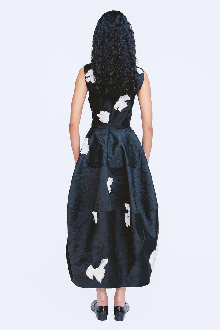 Barrel Dress - Black & White Scribble