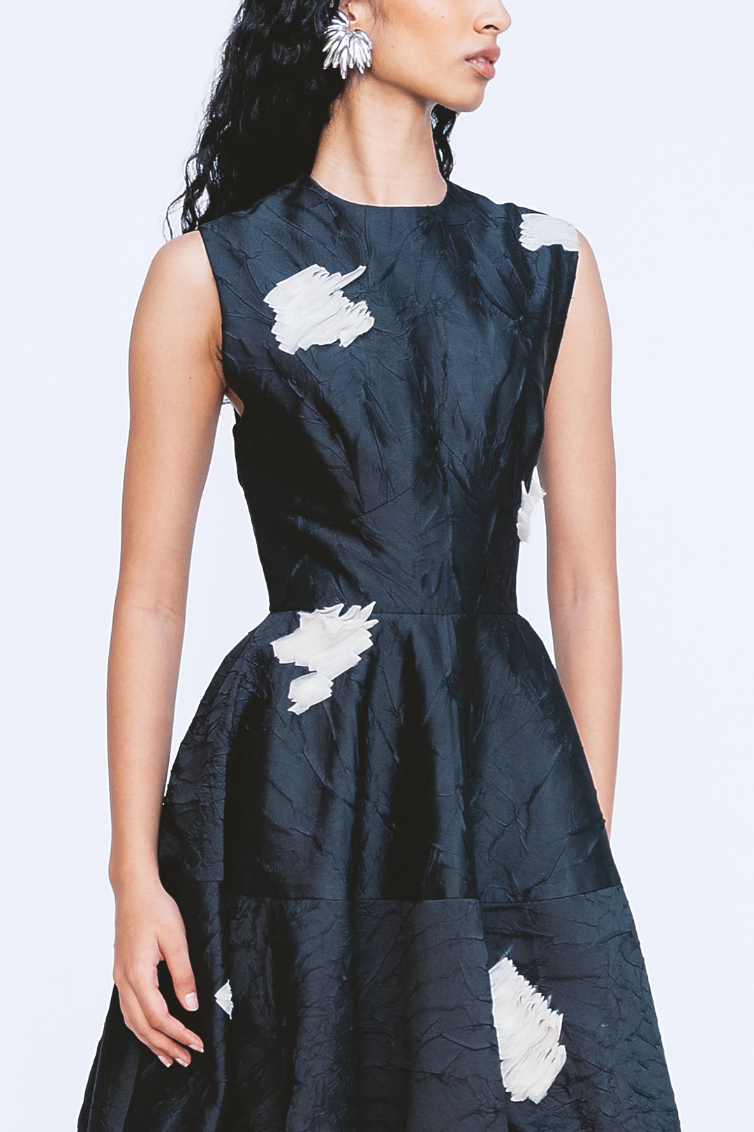 Barrel Dress - Black & White Scribble