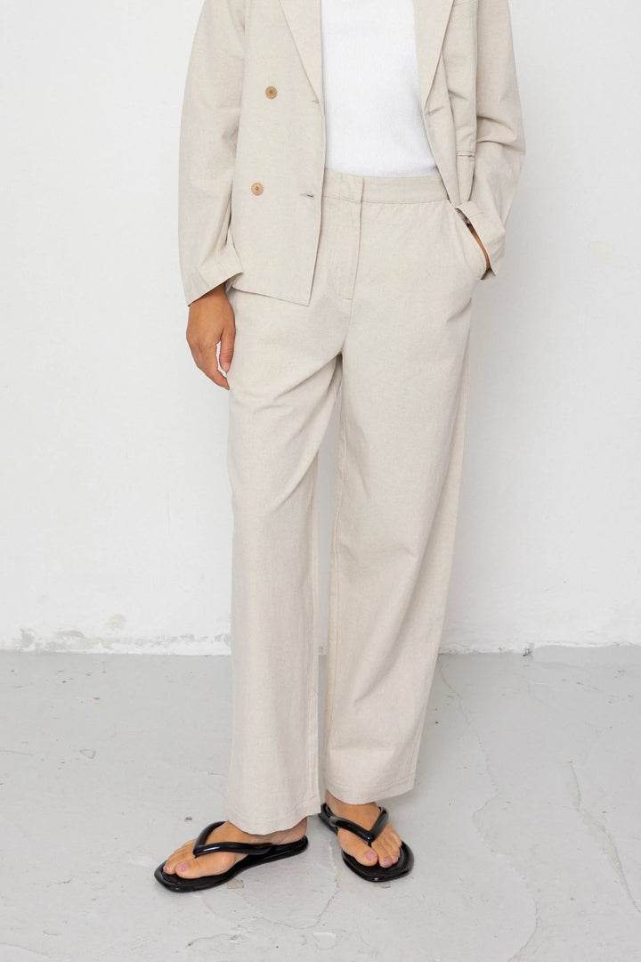 Suit Trousers - Natural Linen Cotton Canvas