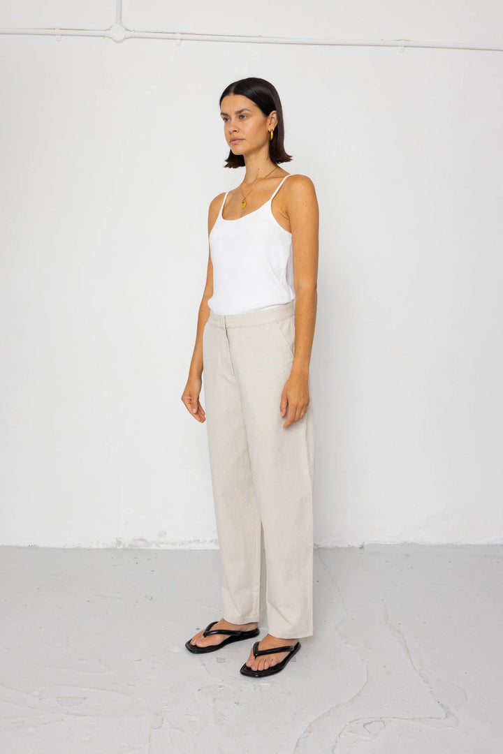 Suit Trousers - Natural Linen Cotton Canvas