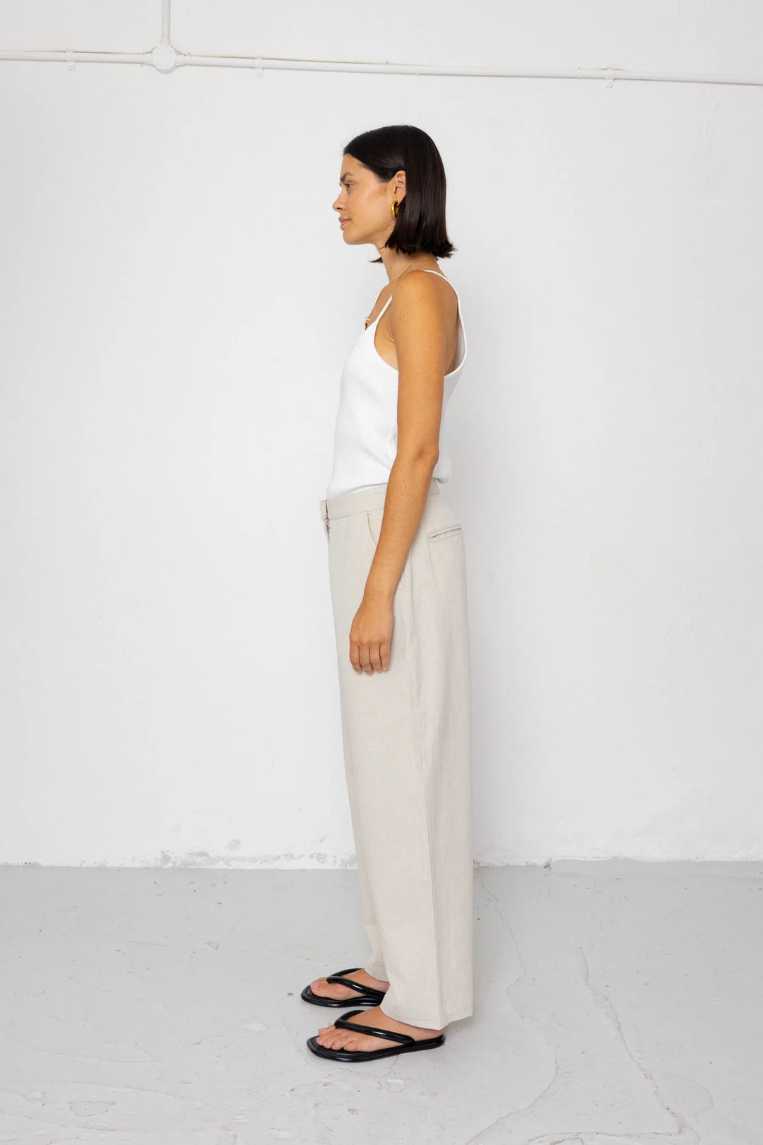 Suit Trousers - Natural Linen Cotton Canvas