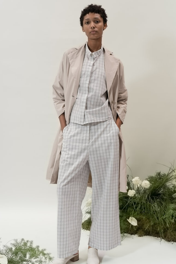 Check Trousers - White - Frontiers Woman