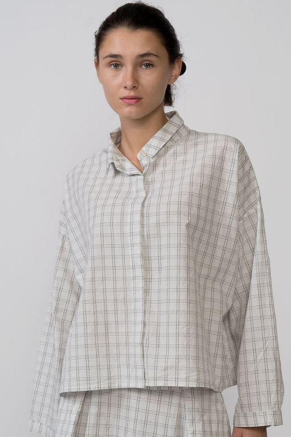 Grid-Checked Shirt - White - Frontiers Woman