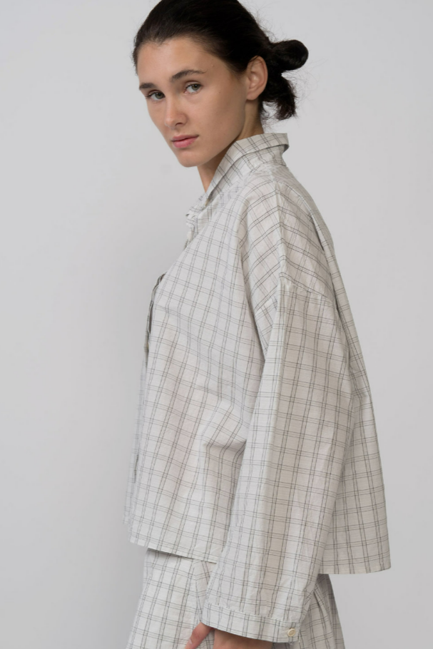 Grid-Checked Shirt - White - Frontiers Woman