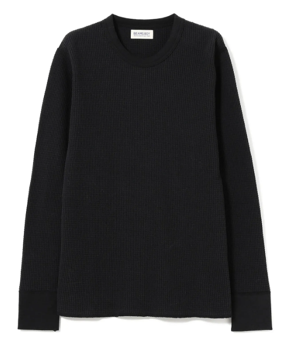 Cotton Thermal Crew Neck - Black