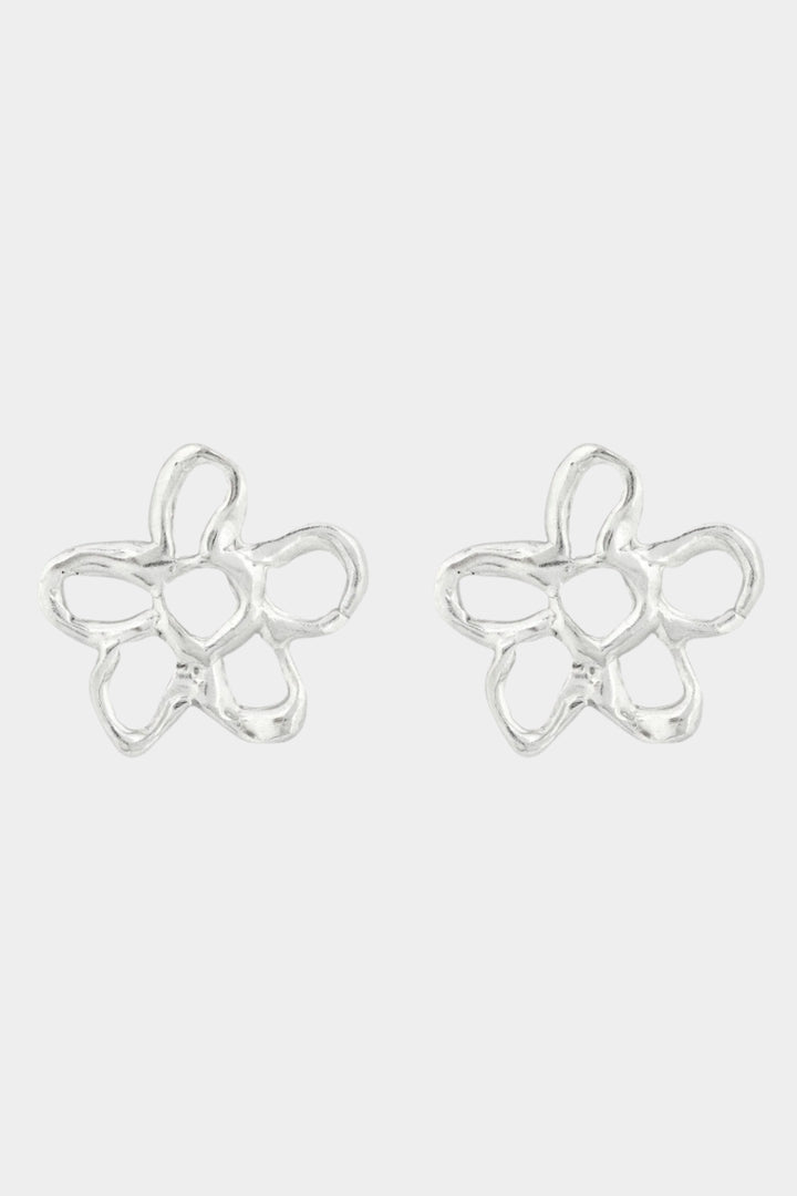 Silver Statement Flower Stud Earrings