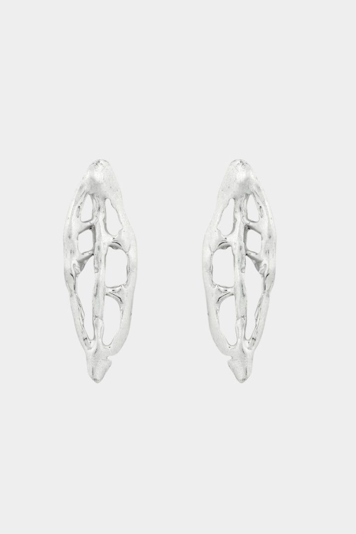 Silver Statement Freeform Leaf Stud Earrings