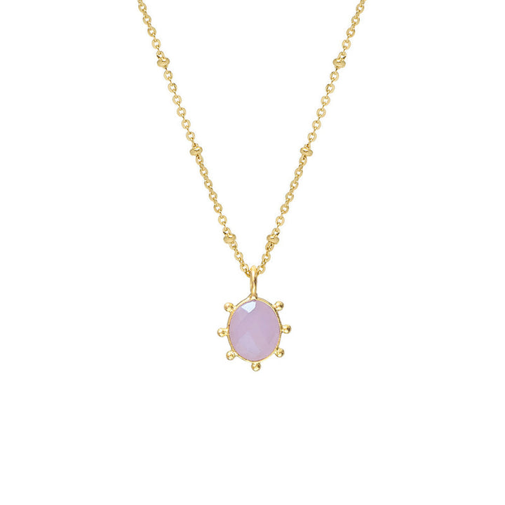 Astrid Pink Chalcedony Glass Pendant Necklace