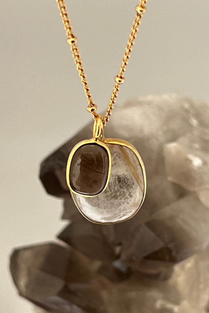 Quartz Duo Pendant Necklace