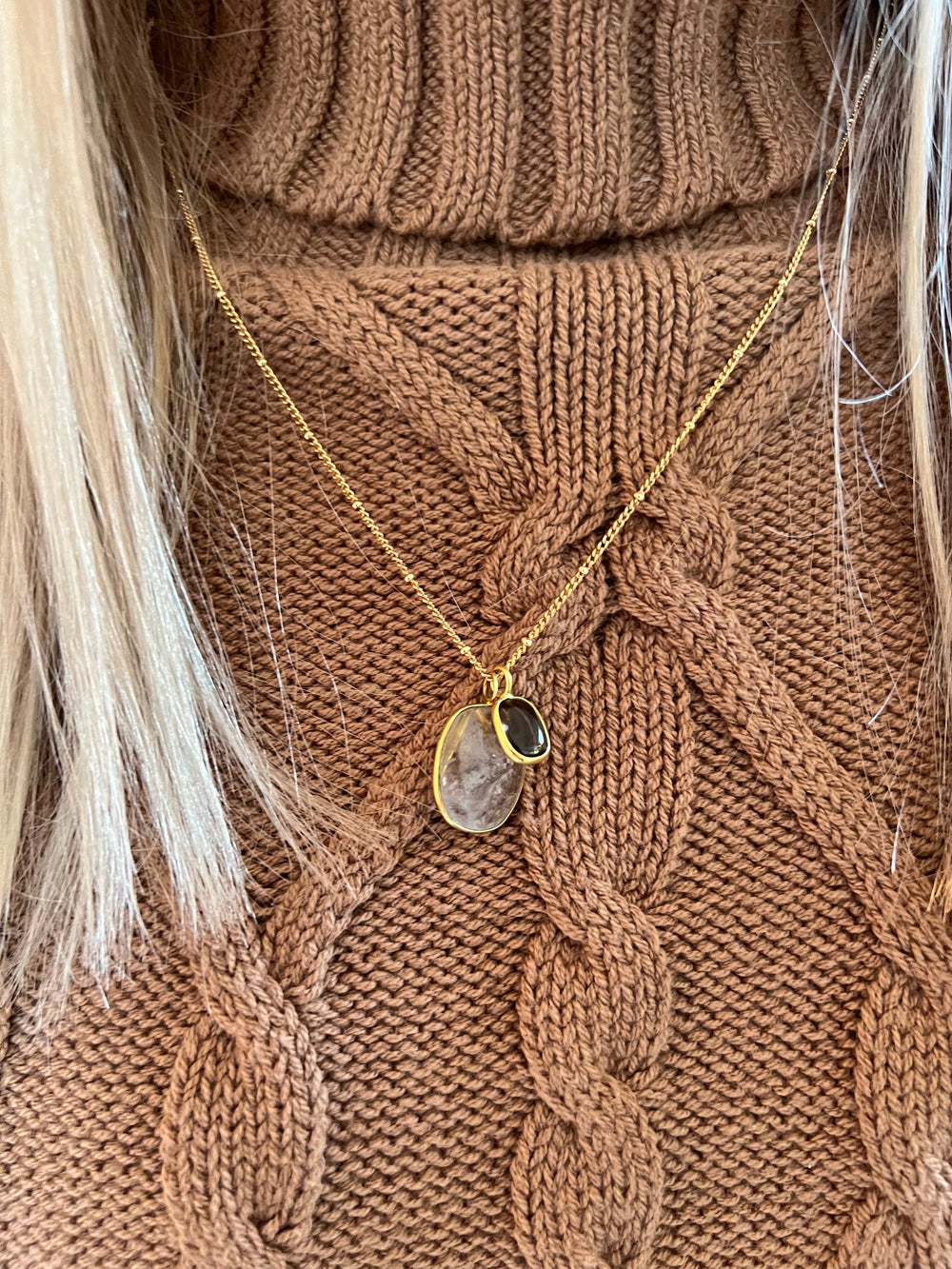 Quartz Duo Pendant Necklace