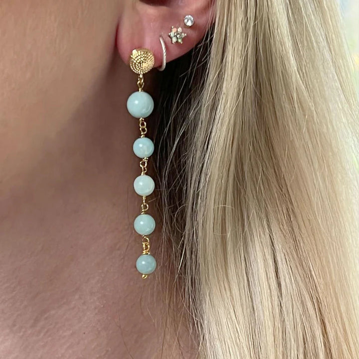 Talia Studs 5 Stone Amazonite Earrings