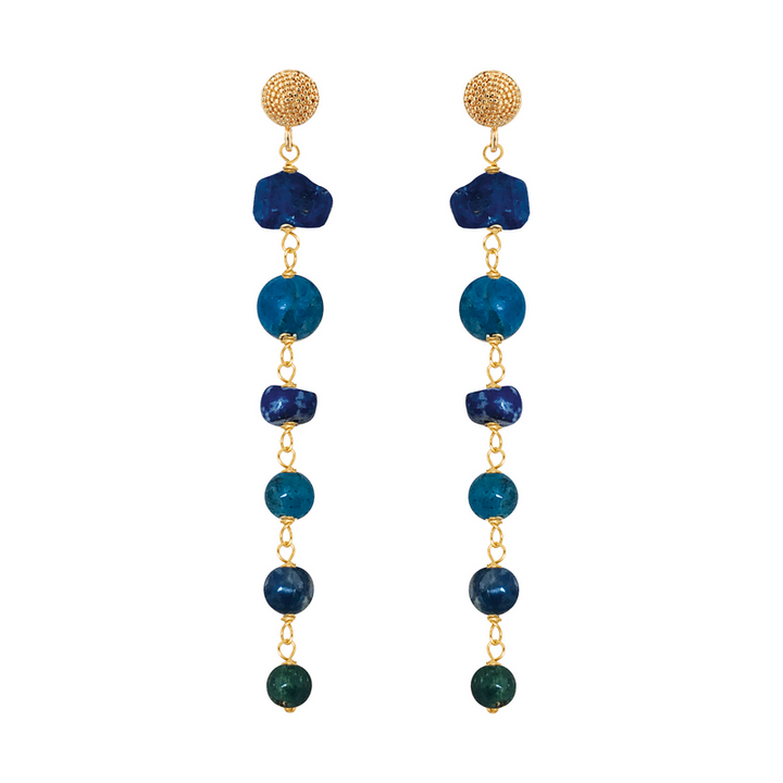 Talia Stud Earrings Kyanite, Lapis & Apatite