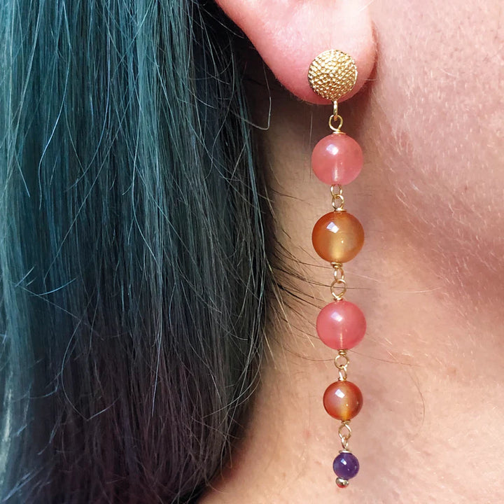 Talia Studs 5 Stone Mixed Berry Earrings