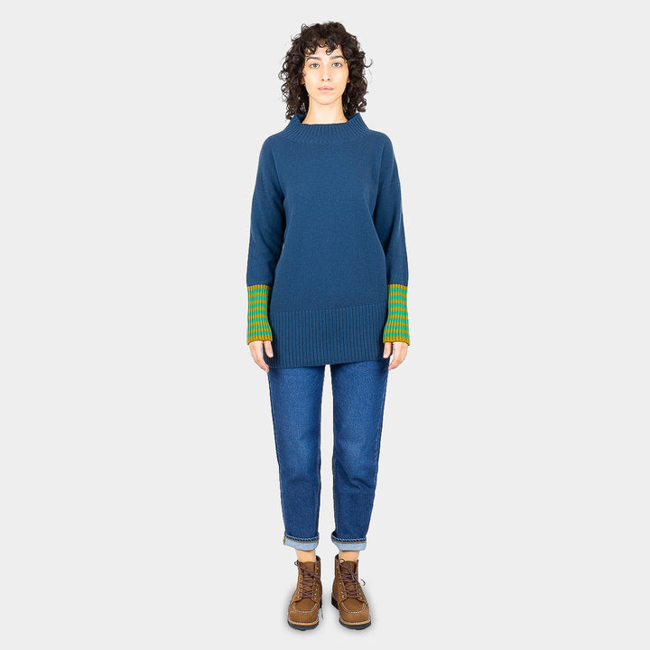 Danielle Turtle Tunic - Petrol Blue/Green/Mustard