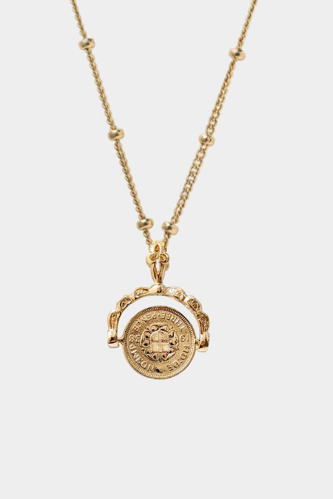 Victorian Spinner Coin Pendant Necklace
