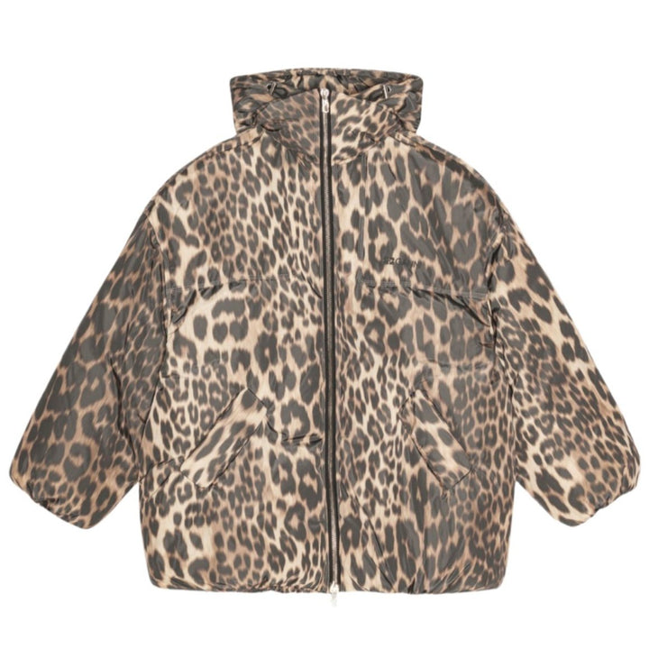 Midi Puffer Jacket - Leopard