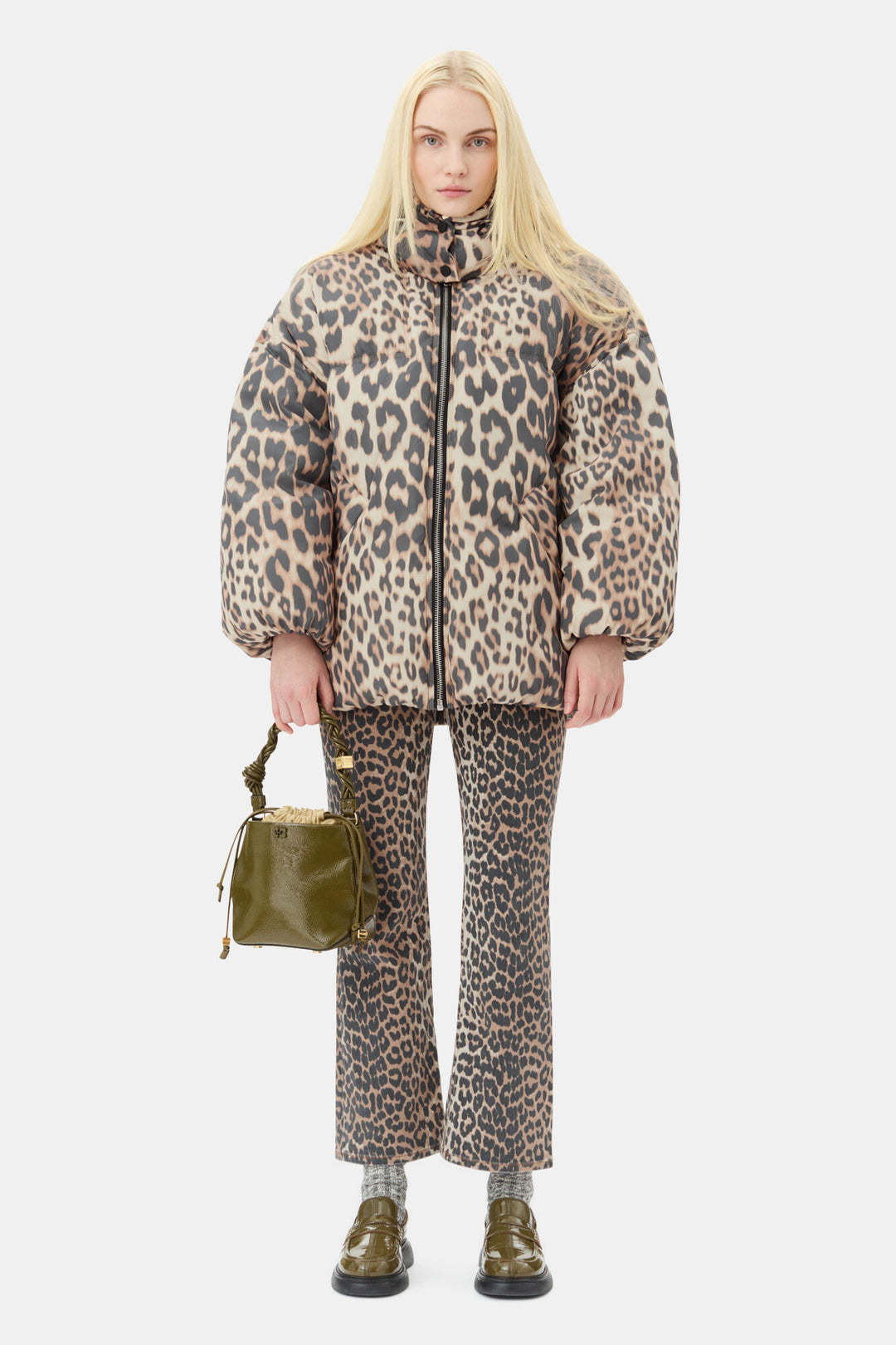 Midi Puffer Jacket - Leopard