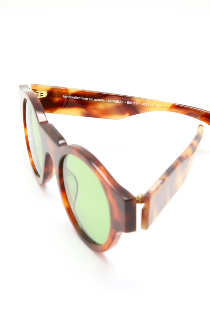 Michelle Sunglasses E81 Tortoiseshell - Green Lens