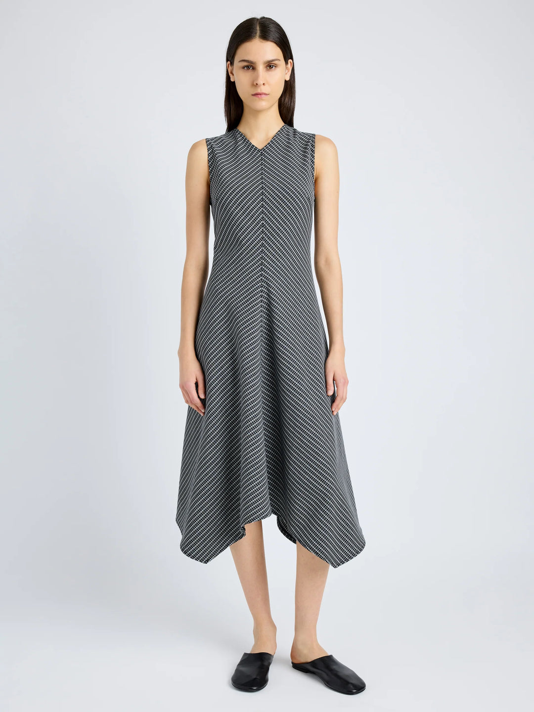 Layla Dress - Black/White Check Stretch Tailoring