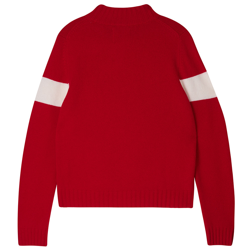 Cashmere Wool Contrast Ski Turtle - Red