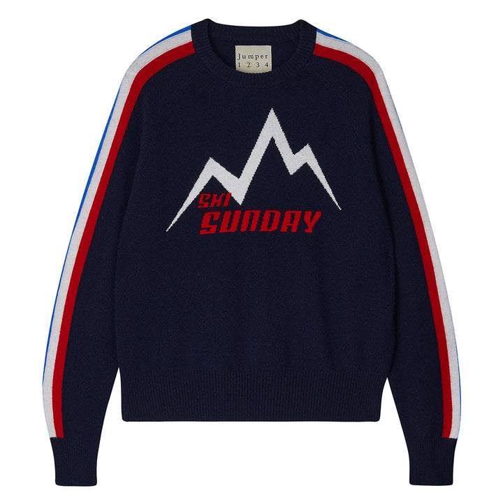 Cashmere Wool Ski Sunday Sweat - Navy