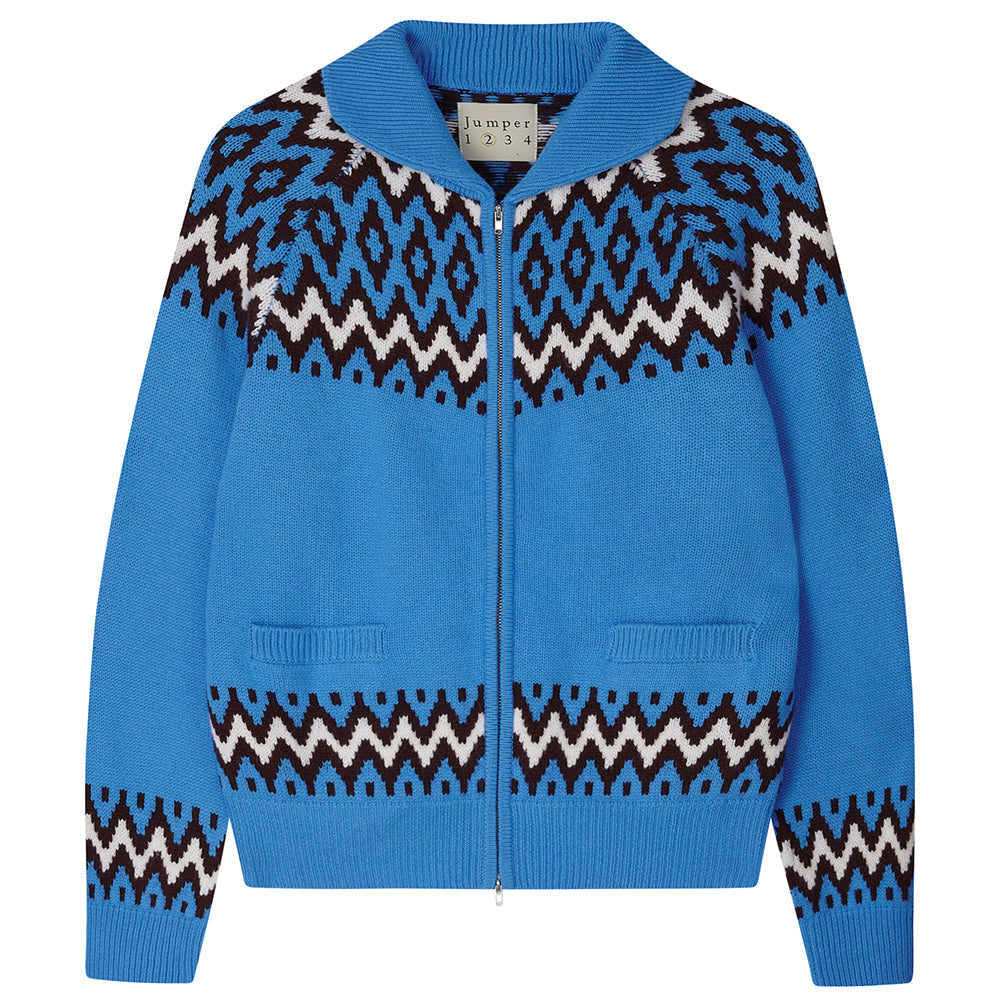 Cashmere Wool Ski Zip Up - Sky