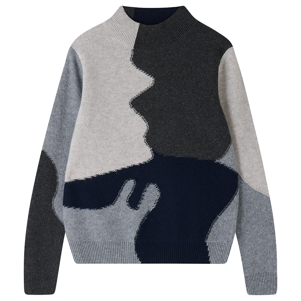Reverse Camo Cashmere Turtle - Mist/Charcoal/Navy
