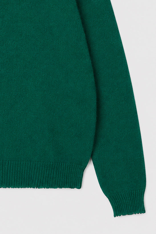 Distressed Crew Cashmere - Olive Green